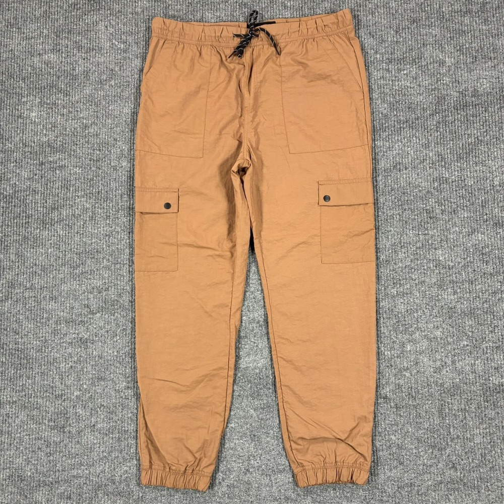 Edgar + Ash Mens Cargo Jogger Pants Size Large Tan Drawstring Utility Pockets